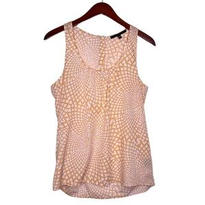 CYNTHIA STEFFE Zipper Back Sleeveless Top Size Medium in Orange and White Spiral